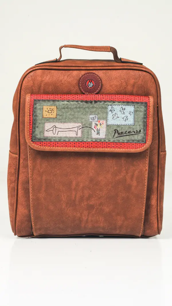 Picasso Desenli Unisex Çanta (Taba)